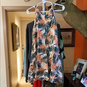 Tropical Leaf Print Kids Casual Dress